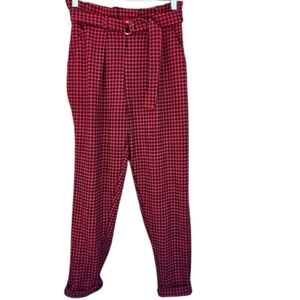 No Bundaries Red and Black Patterned Pull On Dress Pants Sz S